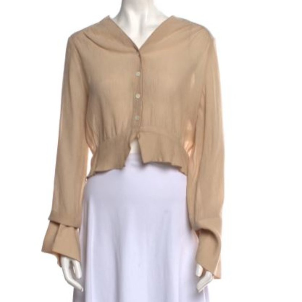 NANUSHKA V-Neck Long Sleeve Crop Top